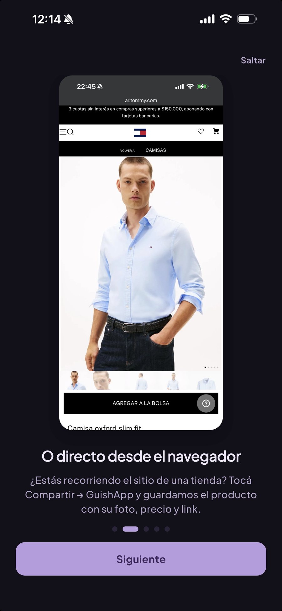 Compartir un producto desde el navegador a GuishApp